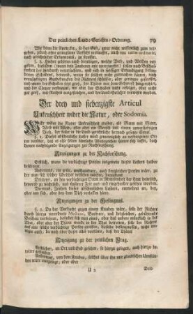 Der drey und siebenzigste Articul Unkeuschheit wider die Natur, oder Sodomia.