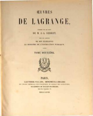 Œuvres de Lagrange. 2