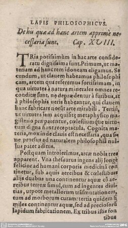 De his quae hanc artem apprime necessaria sunt. Cap. XVIII.
