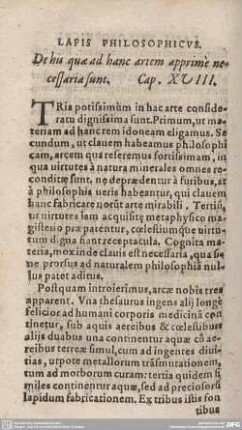 De his quae hanc artem apprime necessaria sunt. Cap. XVIII.