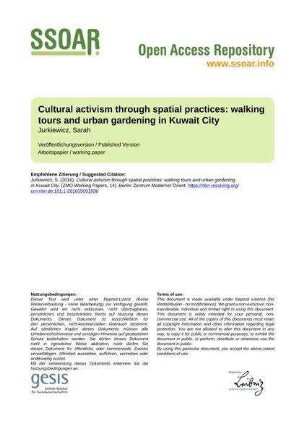 Cultural activism through spatial practices: walking tours and urban gardening in Kuwait City