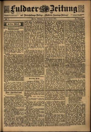 Erste Ausgabe vom Mittwoch, den 15. Januar 1902.