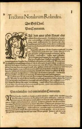 Tractatus Notularum Rolandini. Der Erst Thail. Von Contracten.