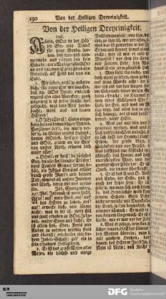 Von der Heiligen Dreyeinigkeit.