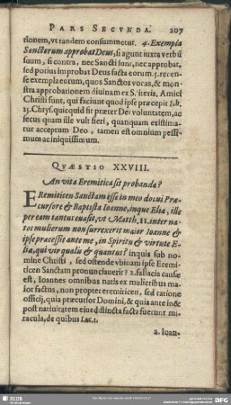 Quaestio XVIII. An vita Eremitica sit probanda?