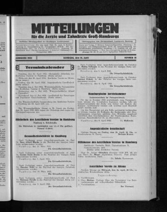 Jahrgang 1933, Hamburg, den 16. April, Nummer 16