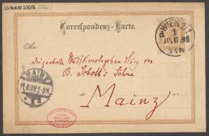 Brief an B. Schott's Söhne : 10.06.1898