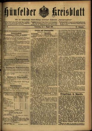 Ausgabe vom Donnerstag, den 07. August 1919.