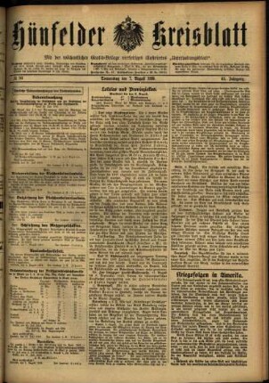 Ausgabe vom Donnerstag, den 07. August 1919.