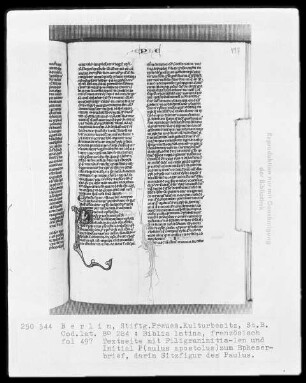 Biblia latina — Initiale P (aulus apostolus), Folio 497recto