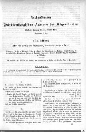 163. Sitzung, Stuttgart, 25.10.1873