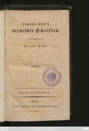 Bd. 3: Imanuel Kant's vermischte Schriften