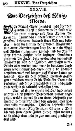 XXXVIII. Die Vorzeichen des Königsmords