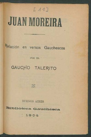 Juan Moreira : relación en versos gauchescos