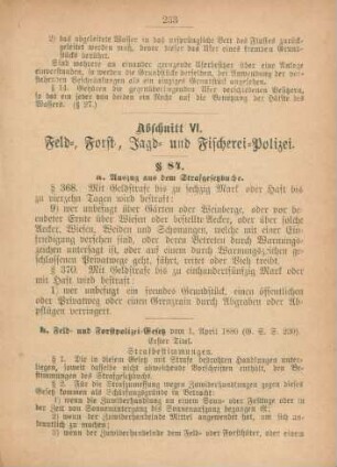 Abschnitt VI. Feld-, Forst-, Jagd- und Fischerei-Polizei