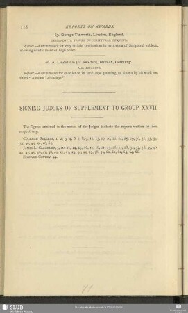 Signing Judges Of Supplement To Group XXVII.