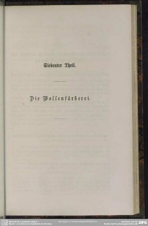 Siebenter Theil. Die Wollenfärberei