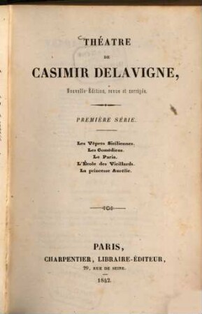 Théâtre de Casimir Delavigne. 1