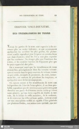 Chapitre vingt-deuxième. Des tremblemens de terre