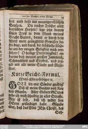 Kurze Beicht-Formul.