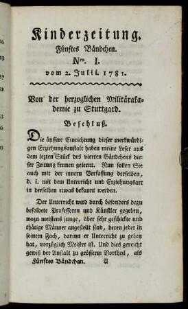 Nro. I. vom 2. Julii 1781