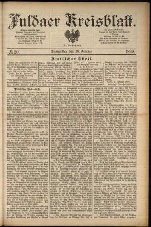 Erste Ausgabe vom Donnerstag, den 16. Februar 1899.