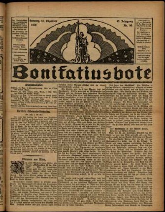 Erste Ausgabe vom Sonntag, den 12. Dezember 1926.