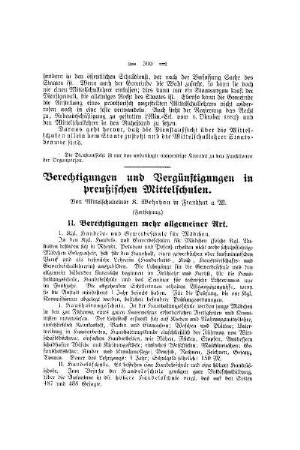 Berechtigungen und Vergünstigungen in preußischen Mittelschulen : (Fortsetzung)