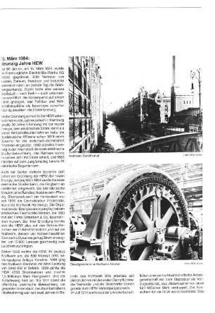 15. März 1984: Neunzig Jahre HEW