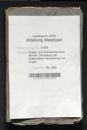 Revision und Verpachtung der Domänen in der Grafschaft Tecklenburg