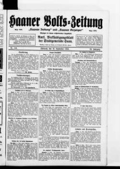 Haaner Volks-Zeitung. 1896-1928