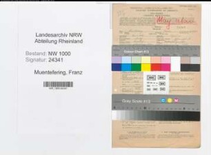 Entnazifizierung Franz Muentefering, geb. 26.01.1903 (Postangest.)