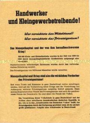 Wahlaufruf der SED an die Handwerker und Gewerbetreibenden zu den Landtagswahlen 1946