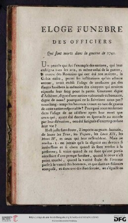 Éloge funèbre des officiers