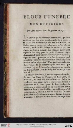 Éloge funèbre des officiers