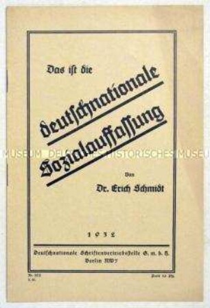 Programmatische Schrift der DNVP zur Sozialpolitik
