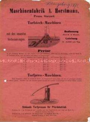 Torfstech-Maschinen / Torfpress-Maschinen.