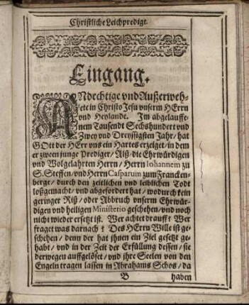 Eingang; Textus.
