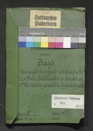 Jagd: Zurückforderung der an Einwohner des Amts Kirchborchen in den Jahren 1861 bis 1880 indebite gezahlten Jagdpachtgelder