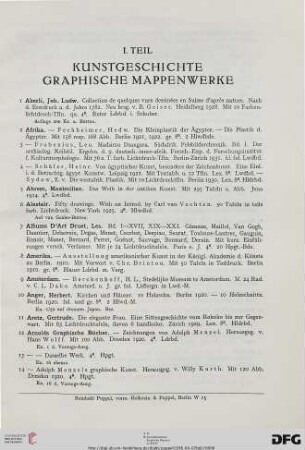 I. Teil: Kunstgeschichte – Graphische Mappenwerke (Nr. 1-1006)