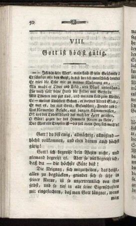 VIII. Gott ist höchst gütig.