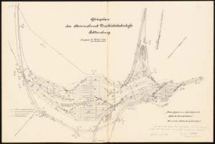 Umbau und Erweiterung des Sammelbahnhofs Bettemburg Schinkelwettbewerb 1913: Gleisplan 1:4000 (Längen), 1:1000 (Breiten)