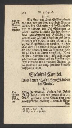 Sechstes Capitel. Von denen Weltlichen Ständen des Reichs