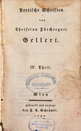 Poetische Schriften, IV. Theil