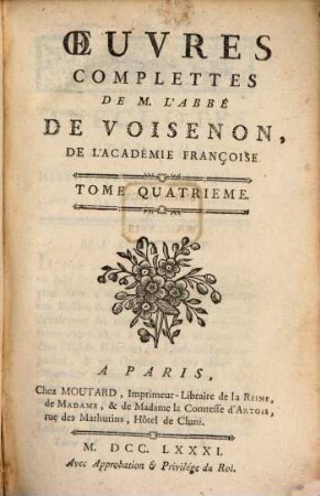 Oeuvres Complettes De M. L'Abbé De Voisenon, De L'Académie Francoise. 4