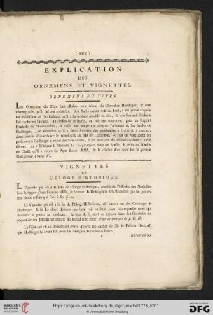 Explication des Ornemens et Vignettes