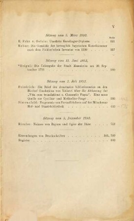 Sitzungsberichte der Bayerischen Akademie der Wissenschaften, Philosophisch-Philologische und Historische Klasse, 1892
