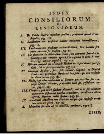 Index Consiliorum Et Responsorum.