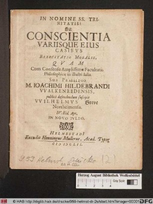De Conscientia Variisque Eius Casibus Exercitatio Moralis