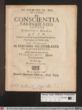 De Conscientia Variisque Eius Casibus Exercitatio Moralis
